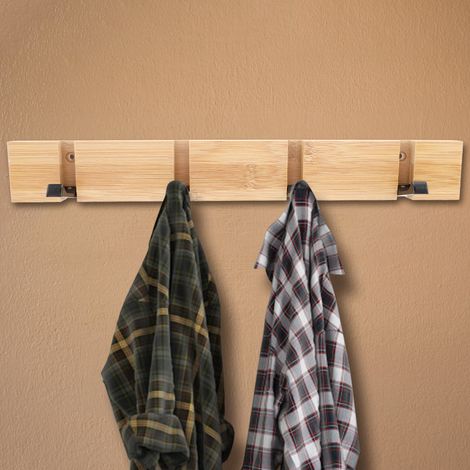 Wandmontierter Kleider- und Hutaufhänger mit klappbaren Haken, Türablage, Schlafzimmer- und Wohnaccessoires (4 Haken) (1/5)