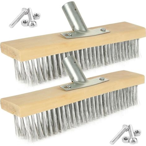 Pack 30cm Wire Broom Head, Stiff Steel Scrub Brush Head, Heavy Duty Sweeping Brush for Patio, Paving, Deck, Driveways, Algae, Weeds, Moss (1/5)