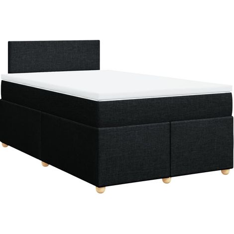 Maison Exclusive - Sommier à lattes de lit avec matelas noir 120x190 cm tissu (1/5)
