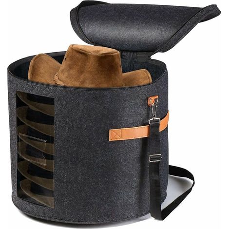 Boîte de rangement ronde et pliable avec couvercle pour chapeaux, vêtements, peluches et jouets pour animaux. (1/5)