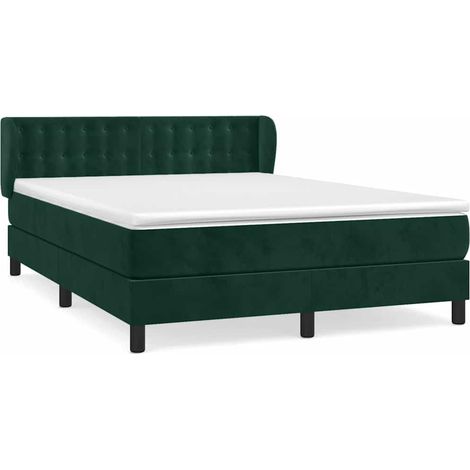 Maison Exclusive - Giroletto a Molle con Materasso Verde Scuro 140x200 cm Velluto (1/5)