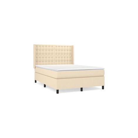 Sommier à lattes de lit avec matelas Crème 140x190 Tissu (1/5)