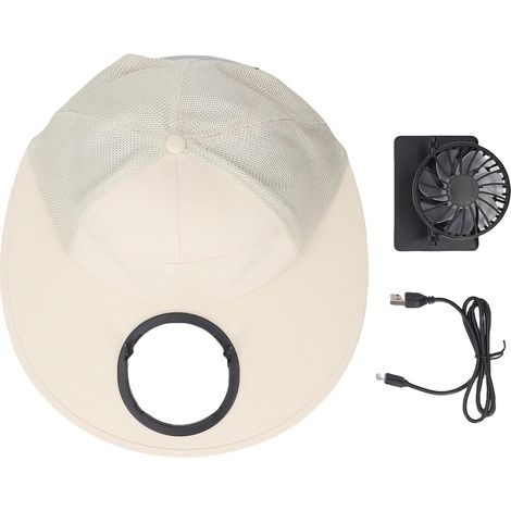 Solar Powered Fan Hat, 2 Charging Methods, Adjustable Wide Brim, 3 Speeds, Quiet Fan for Camping, Hiking, Cycling (1/5)