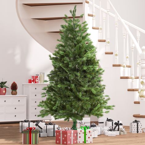 Árbol de Navidad Ø105x210 cm Artificial con 934 Ramas PE Tridente y PVC Individual y Base Plegable Árbol Navideño Decorativo Exteriores Interiores Verde (1/5)