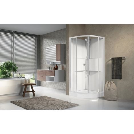 Novellini – Cabine de douche quart de rond 900x900mm – Portes coulissantes – Adaptée PMR – Pour espaces confinés (1/2)