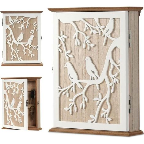Bardusch - Armoire à clés Design en Bois, 20 x 6 x 26,5 cm, Motif clé, Armoire à clés Murale décorative avec 6 Crochets, Organiseur Mural pour entrée, Couloir, Bureau - Décoration Ethnique (1/5)