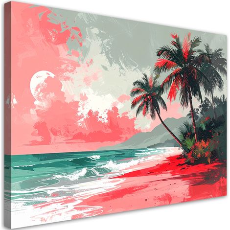 Bild auf Leinwand Pastellfarbene tropische Strand-Meeres-Palmenlandschaft 30x20 (1/5)