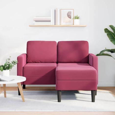Canapé 2 places,Sofa pour Salon,Banquette avec méridienne en L rouge bordeaux 125 cm CFW883462 (1/5)