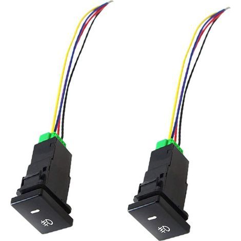 2X Interrupteur à Bouton-Poussoir 4 Pôles 12V avec Voyants de Fond LED pour Feux Antibrouillard DRL LED Barre Lumineuse (33X22mm) (1/2)
