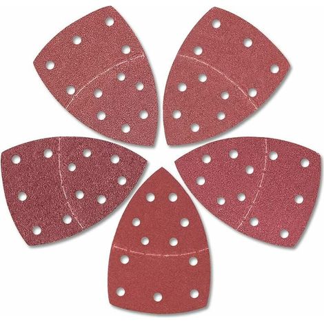 Feuilles De Ponçage Triangulaires - 152x105 mm - 11 Trous - Grains 40 60 80 100 120 - Oxyde D'aluminium - Pour Ponceuse Triangulaire - 25 Pièces (1/5)