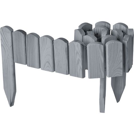 Garronda clôture de Jardin en Bois Bordure Jardin Cloture Jardin Exterieur, Palissade Bordurette Longueur: 100 cm GD-0148 (Gris, Hauteur : 10 cm)