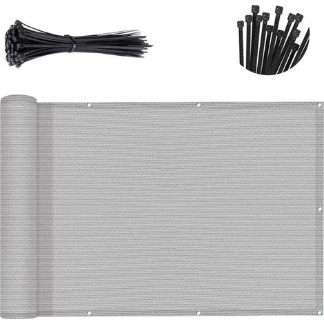 Écran de confidentialité pour balcon gris, couverture de clôture d'appartement à 90 % d'ombre, pare-brise en maille robuste pour terrasse, extérieur, arrière-cour, patio (0,9 × 3 m) (1/3)
