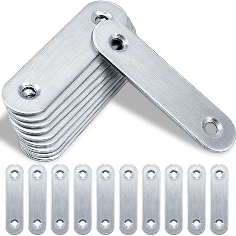 Packung mit 20 Flachverbindern – 60 × 15,5 × 1,75 mm – Flachverbinder aus Edelstahl – Lochblech aus Metall – Flachwinkel für Verbinder – Verbindungsplatte aus Edelstahl