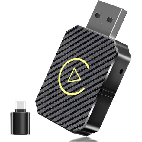 Adaptateur CarPlay sans fil pour Apple iPhone, adaptateur sans fil carplay avec câble d'extension USB & USB-C/Type-C, Compatible avec Les Voitures à partir de 2016 et Phone iOS 10+