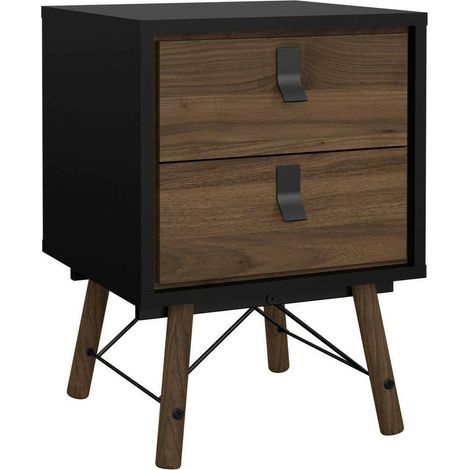 Dmora - Nachttisch Jean, Niedrige Kommode, Tisch, Multifunktionaler Nachttisch, 43x40 h60 cm, Schwarz und Walnuss