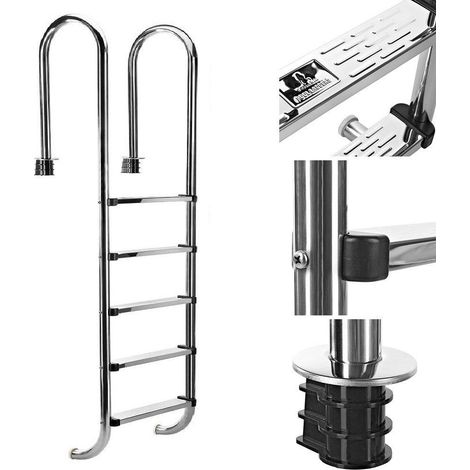 Bc-elec - PL004 Scaletta da piscina con 4 pioli in acciaio inox 304SS, 183cm, Scaletta da piscina con 4 gradini (1/5)