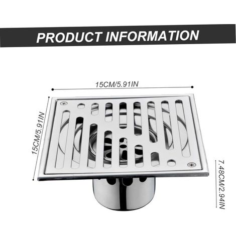 Grille de sol en inox 150×150 mm – Siphon de balcon et salle de bain, grande capacité, anti-odeurs et anti-obstruction, style bambou (1/3)