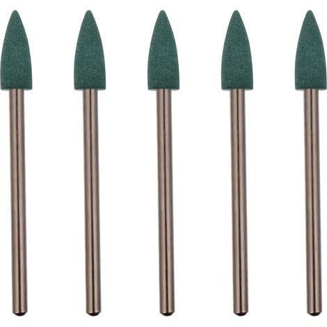 5pcs Têtes de Meules en Caoutchouc Vert 2,35mm pour Polissage à Faible Bruit sur Matériaux Métalliques et Non Métalliques (1/5)
