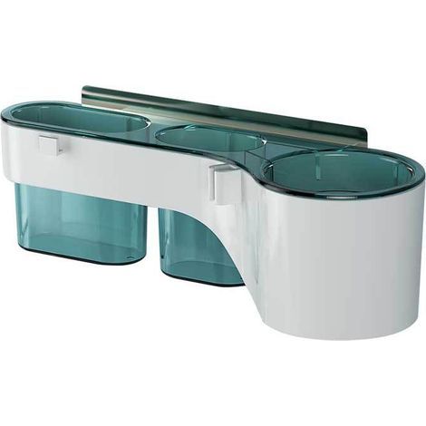 BoîTe de Rangement Transparente pour Salle de Bain PoinçOn Support pour SèChe-Cheveux Organisateur de Salle de Bain Tablettes pour Shampooing Brosse à Dents(orchidée paon) (1/5)