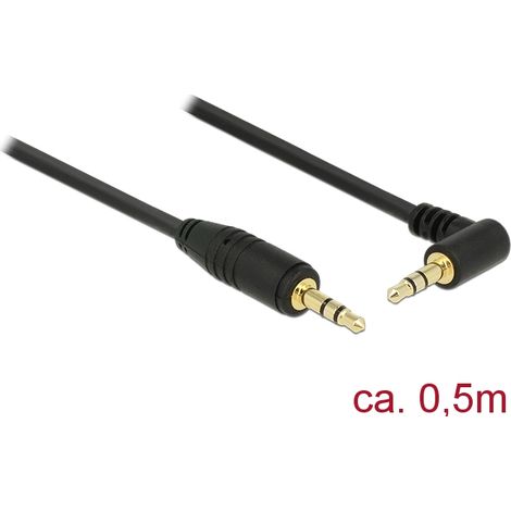 Kabel klinke 3 pin 3,5 mm stecker stecker gewinkelt 0,5 m schwarz delock