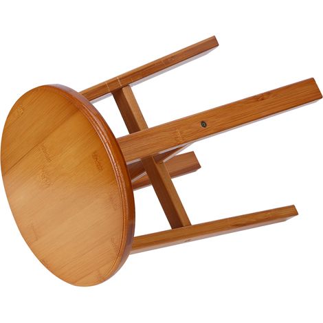Tabouret en bambou multifonction, petit banc bas pour enfants, salon et intérieur, design rond M (1/5)