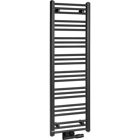 Radiateur de salle de bains ALBRECHT 400x1250 mm, raccordement central, noir mat (1/5)