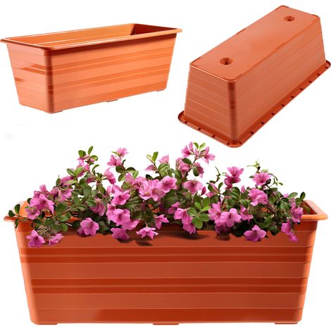 KADAX Blumenkasten aus Kunststoff, Terracotta, 40 cm
