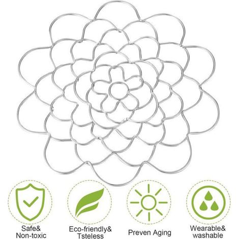 Organisateur en acier inoxydable avec grille pour tiges de plantes – Support réutilisable pour bouquets dans les vases – Idéal pou (1/4)