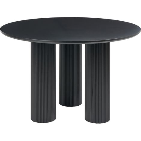Mesa de comedor redonda patas acanaladas estriadas diseño minimalista MDF 120 cm negro Tulemalu (1/5)