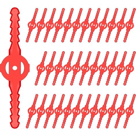 36-teiliges Rasenmähermesser-Set, Ersatzmesser aus Kunststoff, Unkrauttrimmermesser, Rasenmäherzubehör, für Akku-Rasenmäher und Gärten (rot) (1/5)
