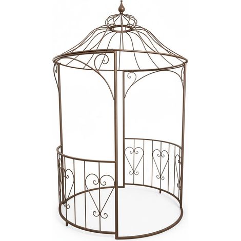Gloriette ronde en fer forgé 268x180x180cm – Dôme en bronze antique – Motifs en cœurs pour jardin – Élégance intemporelle – La Grande Prairie