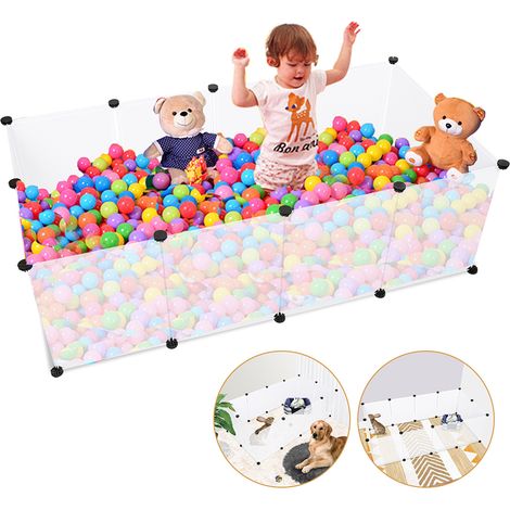 Wolketon Jaula para animales pequeños Recinto al aire libre DIY Playpen Blanco Puppy Run Guinea Pig Cage (1/5)