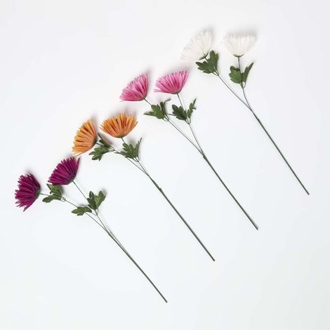 HOMESCAPES Set of 4 Artificial Autumn Chrysanthemum Stems 60 cm (1/5)