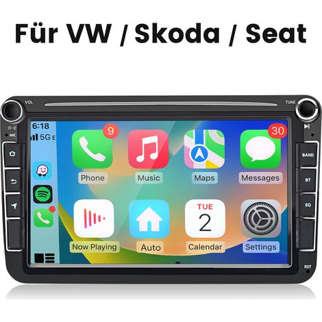 Hexinex Écran 8 pouces 2 Go + 32 Go pour VW Golf 5 6 Passat Touran Tiguan Autoradio Android 13 avec carPlay RDS et navigation GPS