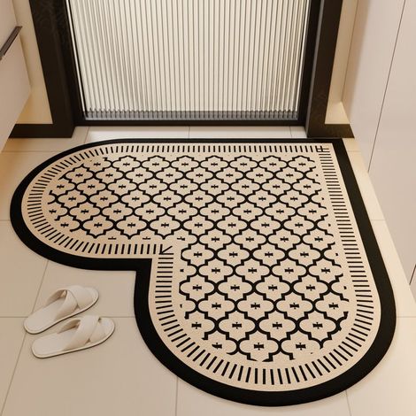 Tapis de bain en diatomite forme de cœur – 80 x 80 cm, ultra-absorbant, antidérapant et rapide séchage, design crémeux élégant pour salle de bain