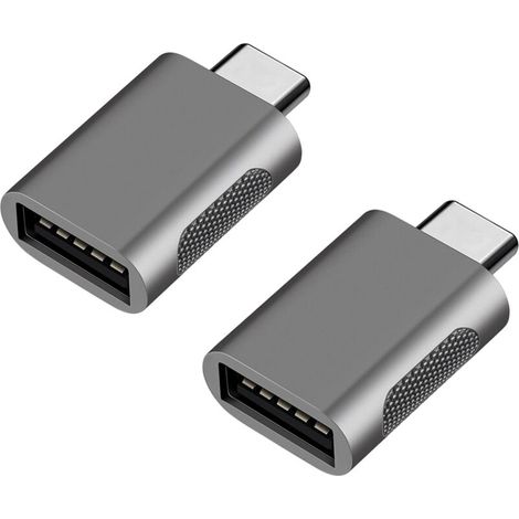 2 PCSAdaptateur USB 3.1 vers USB C, Transmission à Haute Vitesse,USB C mâle à Femelle, Thunderbolt 3 Adaptateur de Type C vers USB avec Support OTG pour MacBook Air/Pro/iPad Pro (1/4)