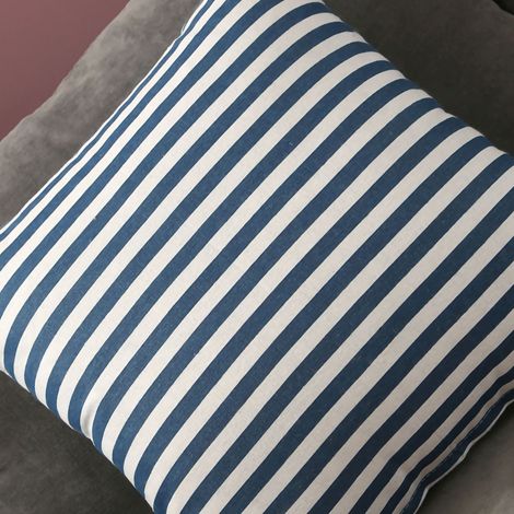 Sofakissenbezug, Deko-Accessoire, Leinen, nordischer Stil, blaue Streifen, für den täglichen Gebrauch, 45 x 45 cm (1/4)