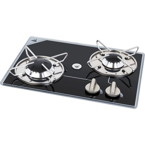 Réchaud à Gaz Encastrable En Verre Crystal 2 Feux 380x280 - Navy Load