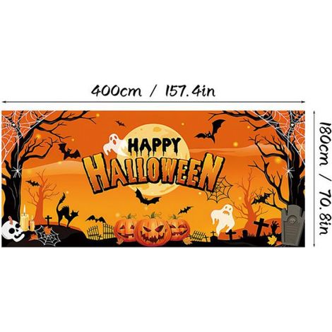 Toile de fond motif effrayant Halloween, suspension murale décorative pour garage, salon et fête thématique, 1 pièce (1/5)