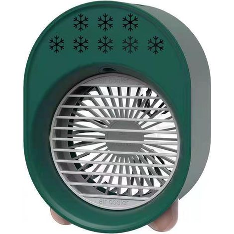 Rafraîchisseur d'air USB, Mini ventilateur de bureau, Humidificateur portable 200ML avec 2 vitesses d'air pour la maison, la chambre et le bureau (vert) (1/2)