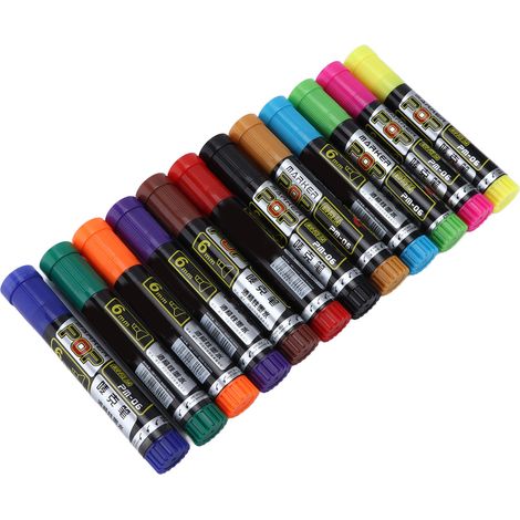 Lot de 12 marqueurs permanents à séchage rapide, résistants à l'eau et à la décoloration, pour le dessin et le graffiti. Couleurs vives et imperméables. (1/5)