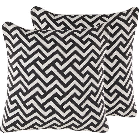 Set of 2 Scatter Cushions Black And White Removable Cases 45 x 45 cm Salizar (1/5)