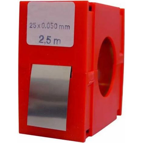 Rotolo di reggia calibrata VOGEL 2,5 m x 25 mm in acciaio inox, spessore 0,02 mm.