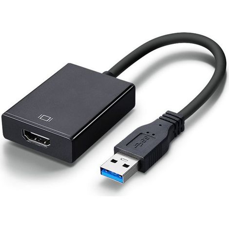 Convertisseur USB 3.0 vers HDMI externe pour ordinateur portable, adaptateur vidéo haute définition, interface multimédia, câble de connexion rapide, compatible PC. (1/5)
