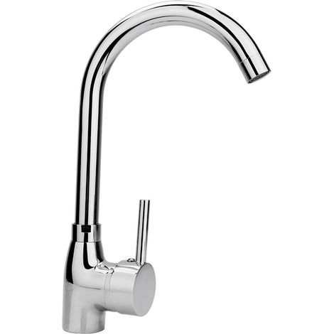 Robinet de cuisine chromé moderne d'eau à poignée unique mitigeur monté sur le pont évier (1/4)