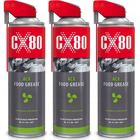 Grasa CX80 EP 2 NSF H1 de grado alimenticio para maquinaria - aerosol de calcio 500 ml x 3 unidades.