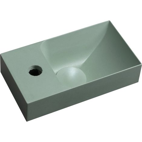 PICCOLINO lavabo en béton 30,8x17cm, mixeur à gauche, vert (1/5)