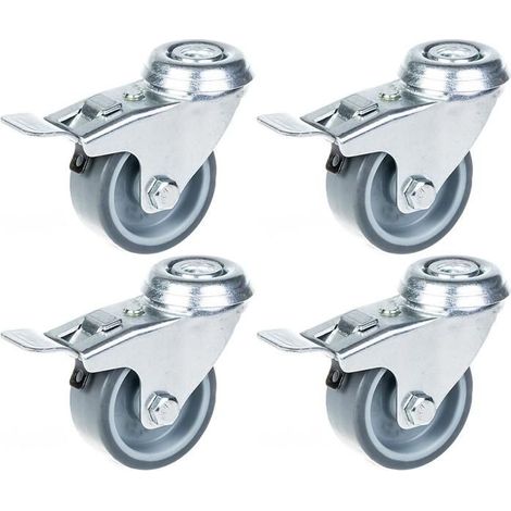 Rollen - Castor - 50mm - Graugummi - Tragfähigkeit 160kg - Packung mit 4