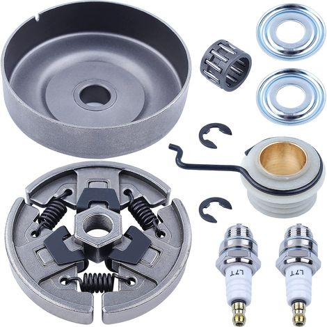 Tronçonneuse 3/8"-7 dents, tambour et assemblage d'embrayage, kit de bougies 10 pièces pour Stihl MS391 MS311 pièces de rechange avec clip en E, roulement à aiguilles, pignon, rondelle, engrenage à vi (1/5)