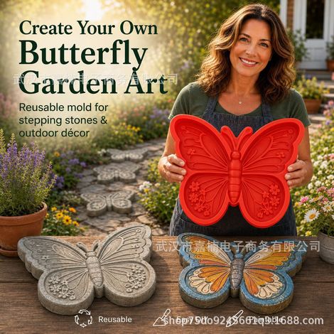 Moule pour dalles de jardin, moule pour allée de jardin à faire soi-même, moule réutilisable pour béton/ciment, motif papillon (1/3)